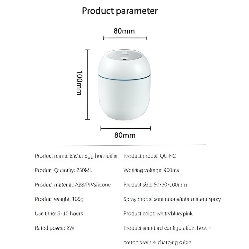 Ultra-Quiet Portable Humidifier for Home, Office, and Car