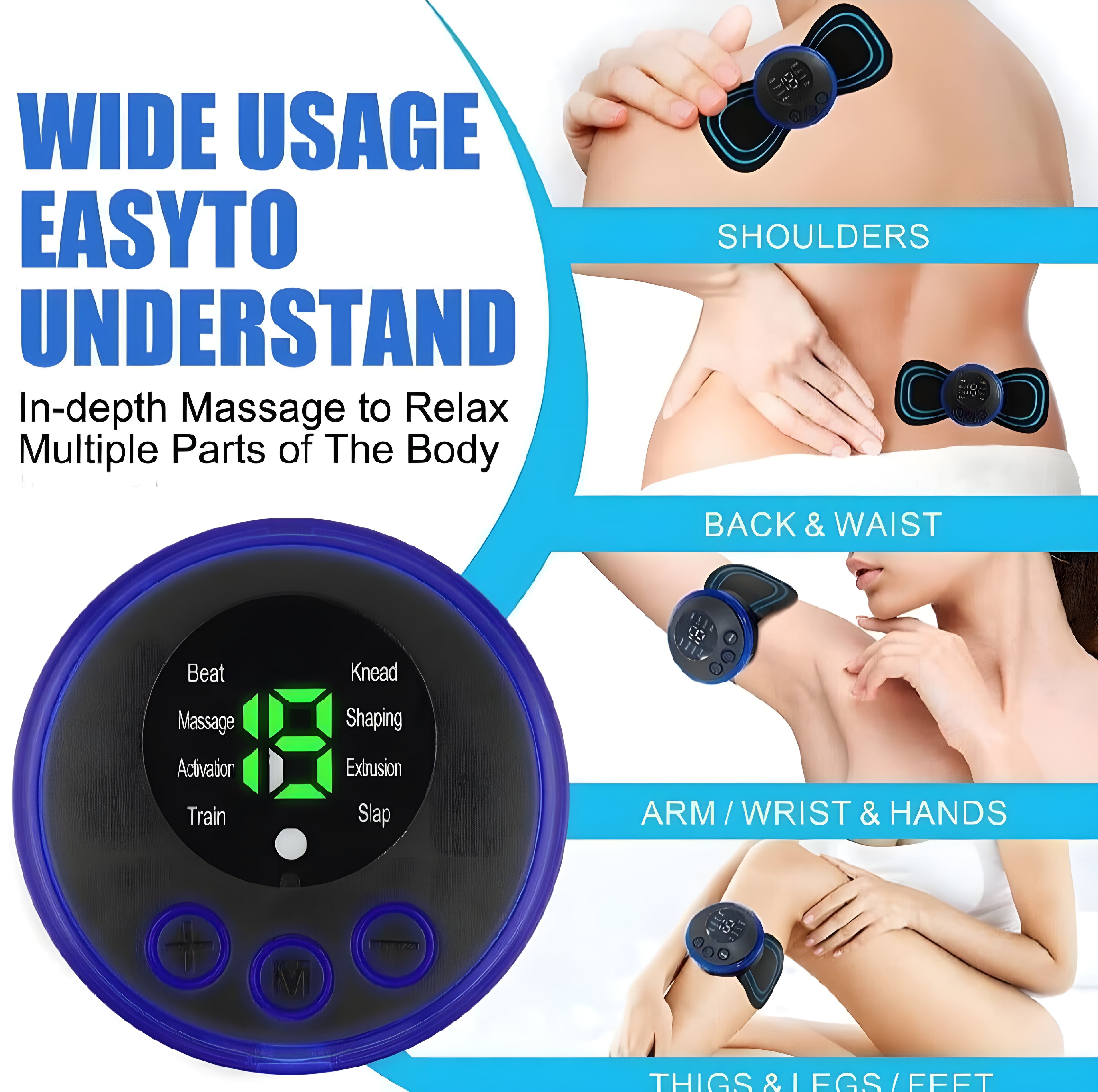8-Mode EMS Muscle Recovery Pad (Feature focused)