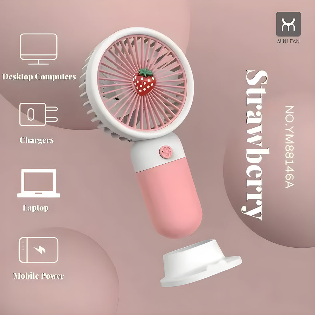 Strawberry Portable Rechargeable Mini Fan