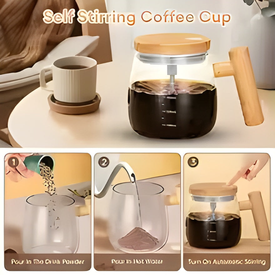 Automatic Self-Stirring Glass Coffee Mug