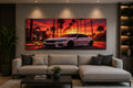 Premium Automotive Wall Art - Sunset Tropical Theme Car Poster - Split Panel