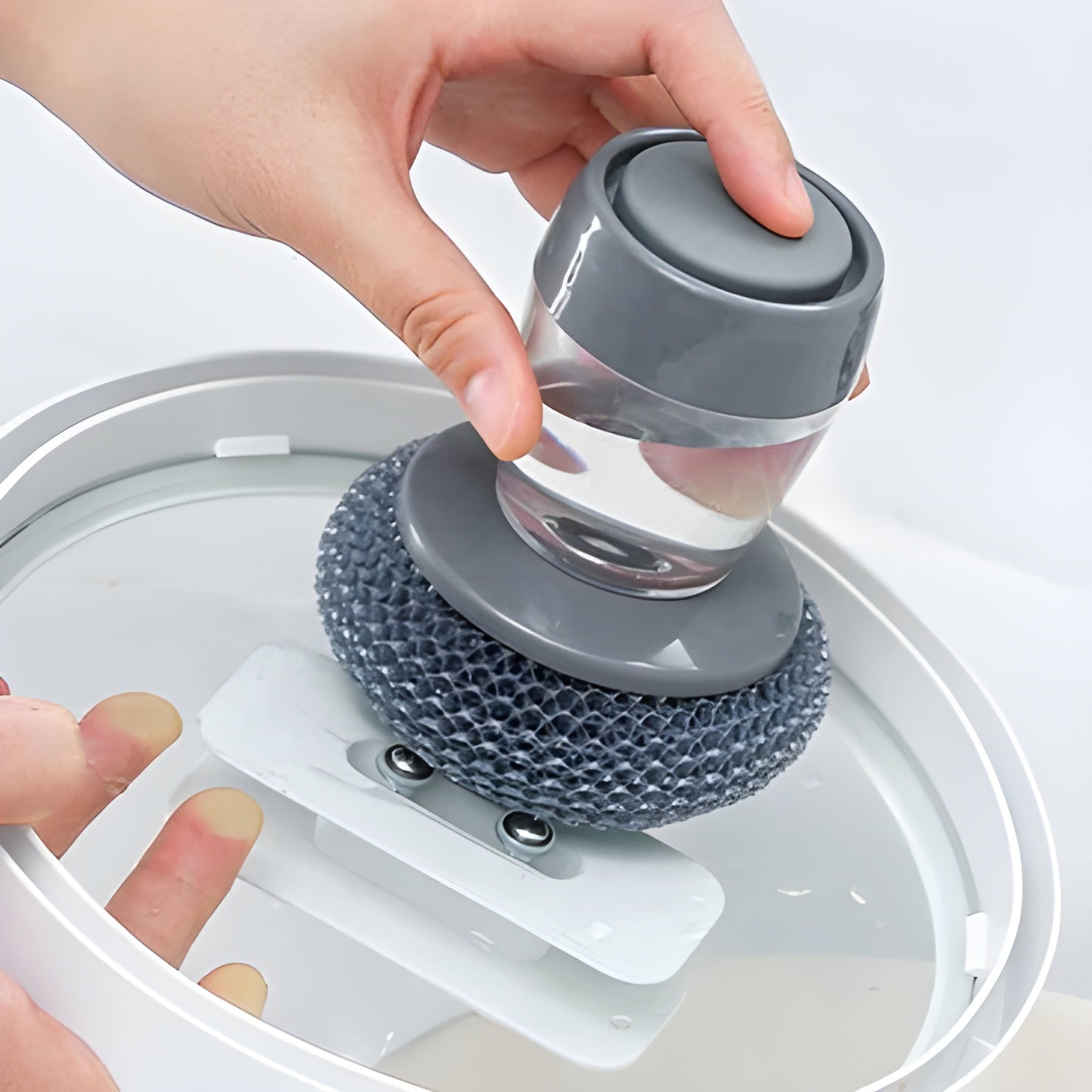Automatic Liquid-Filling Kitchen Scrubber – Ergonomic Power Dish Brush