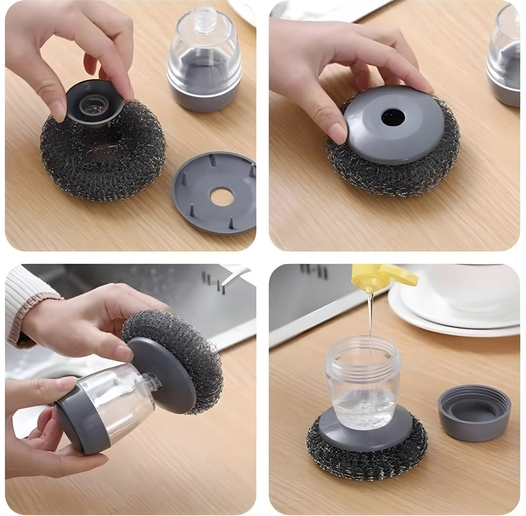 Automatic Liquid-Filling Kitchen Scrubber – Ergonomic Power Dish Brush