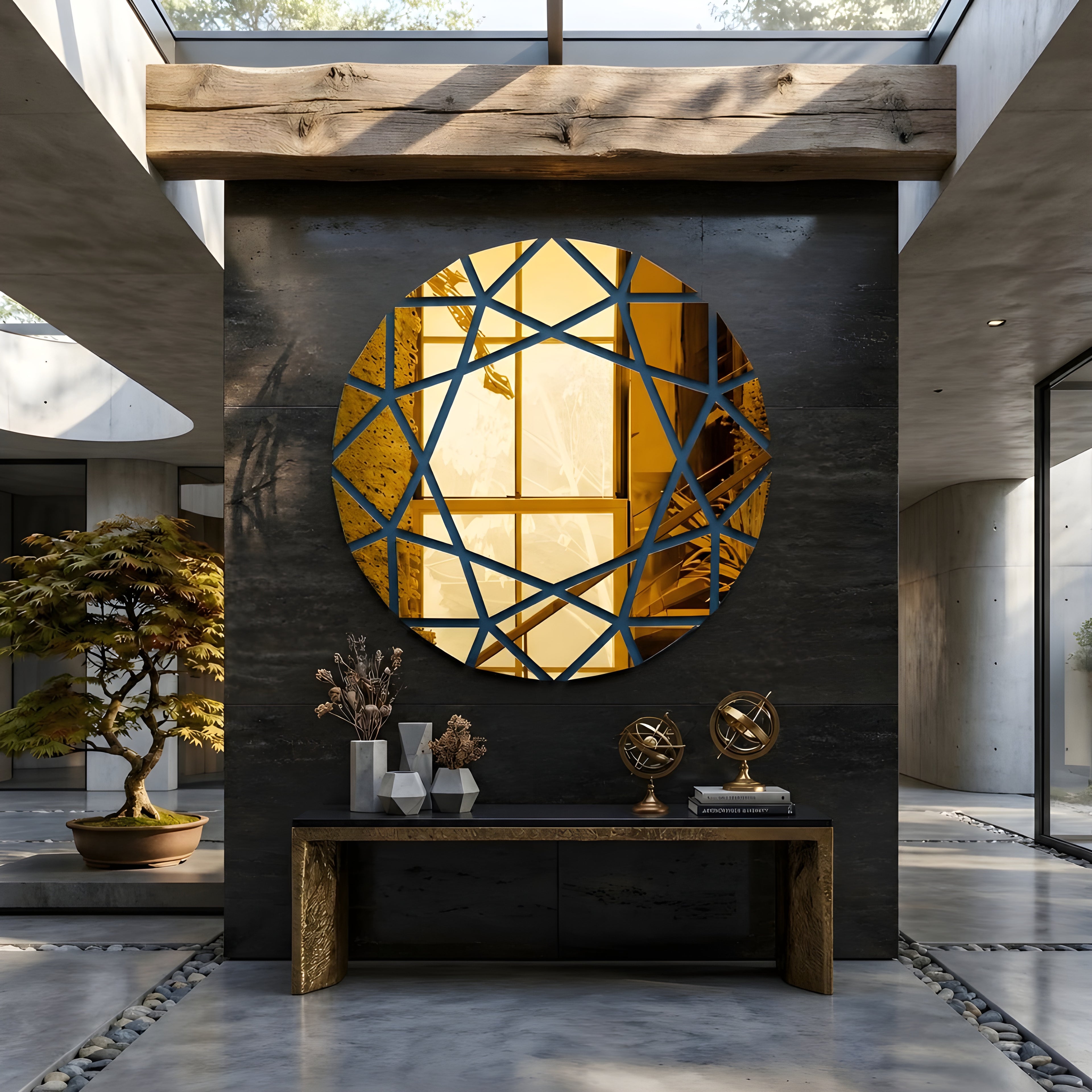 Modern Luxury Geometric Design Mirror for Living Room