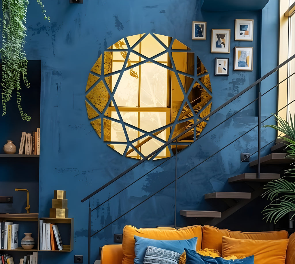 Modern Luxury Geometric Design Mirror for Living Room