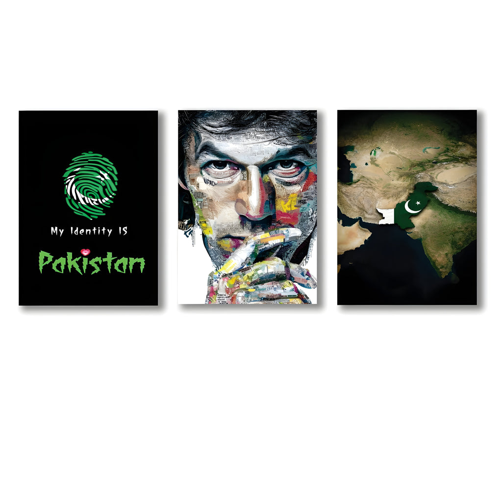 Legacy of Leadership™ 3-Piece Imran Khan & Pakistan National Identity Canvas Set