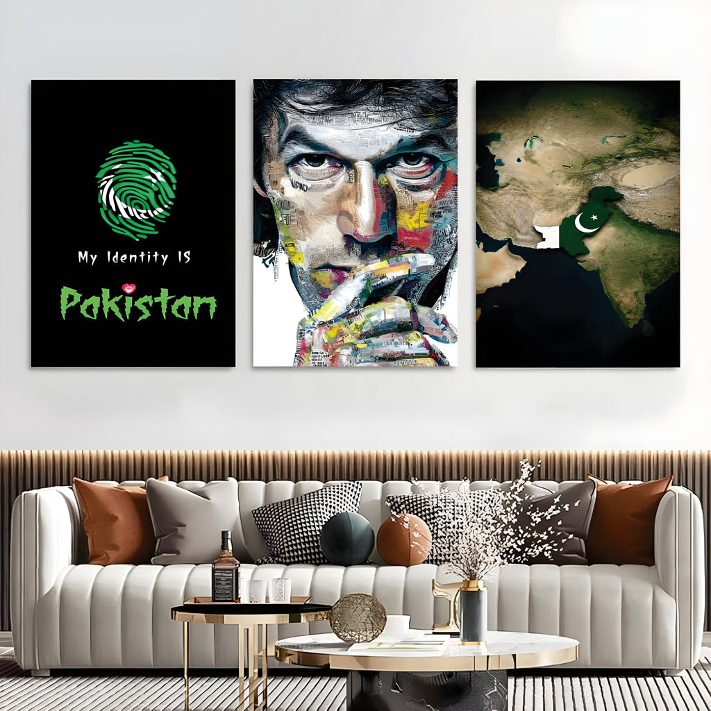 Legacy of Leadership™ 3-Piece Imran Khan & Pakistan National Identity Canvas Set