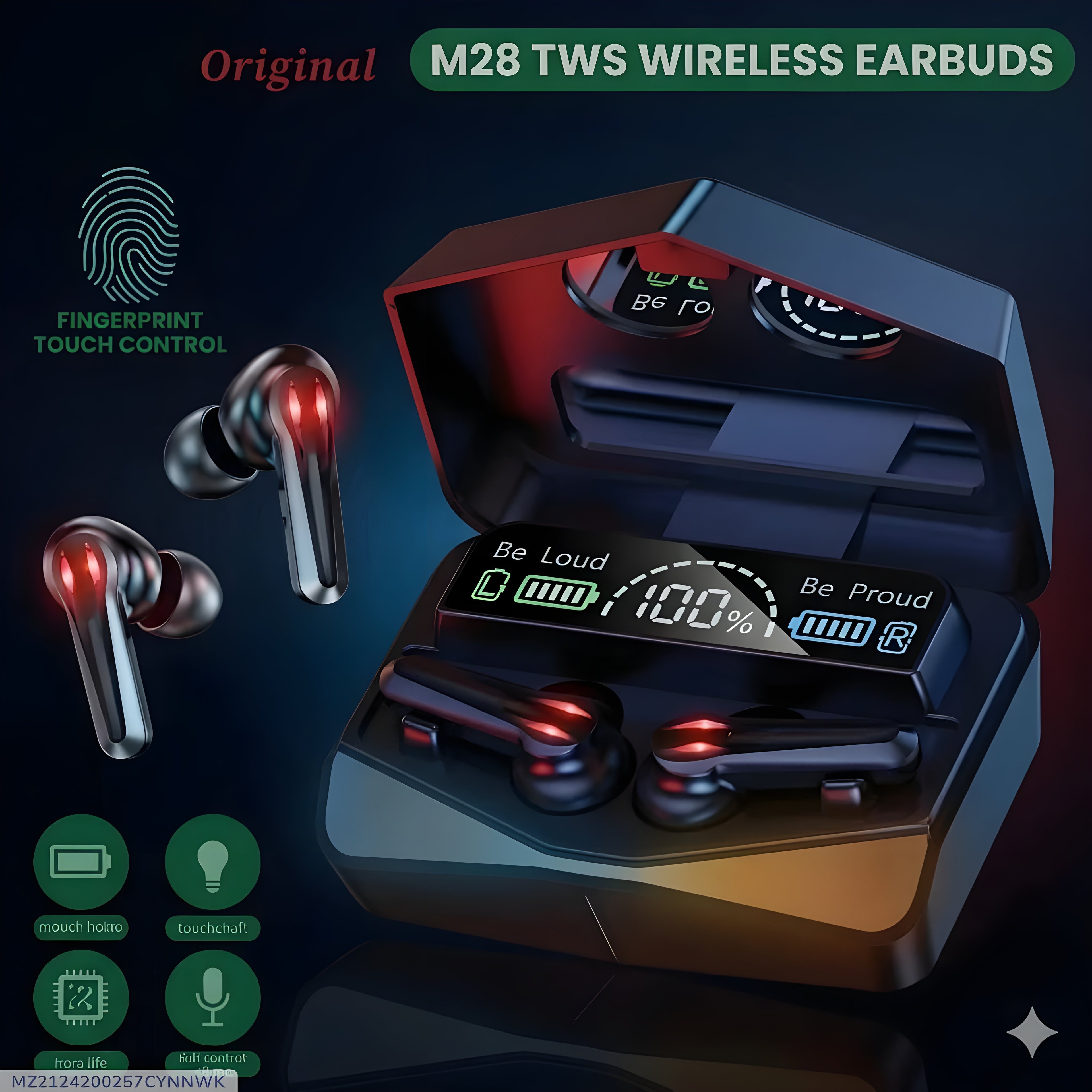 M28 Ultra Low-Latency Wireless Gaming Earbuds – Premium True Stereo Sound & LED Power Display Case