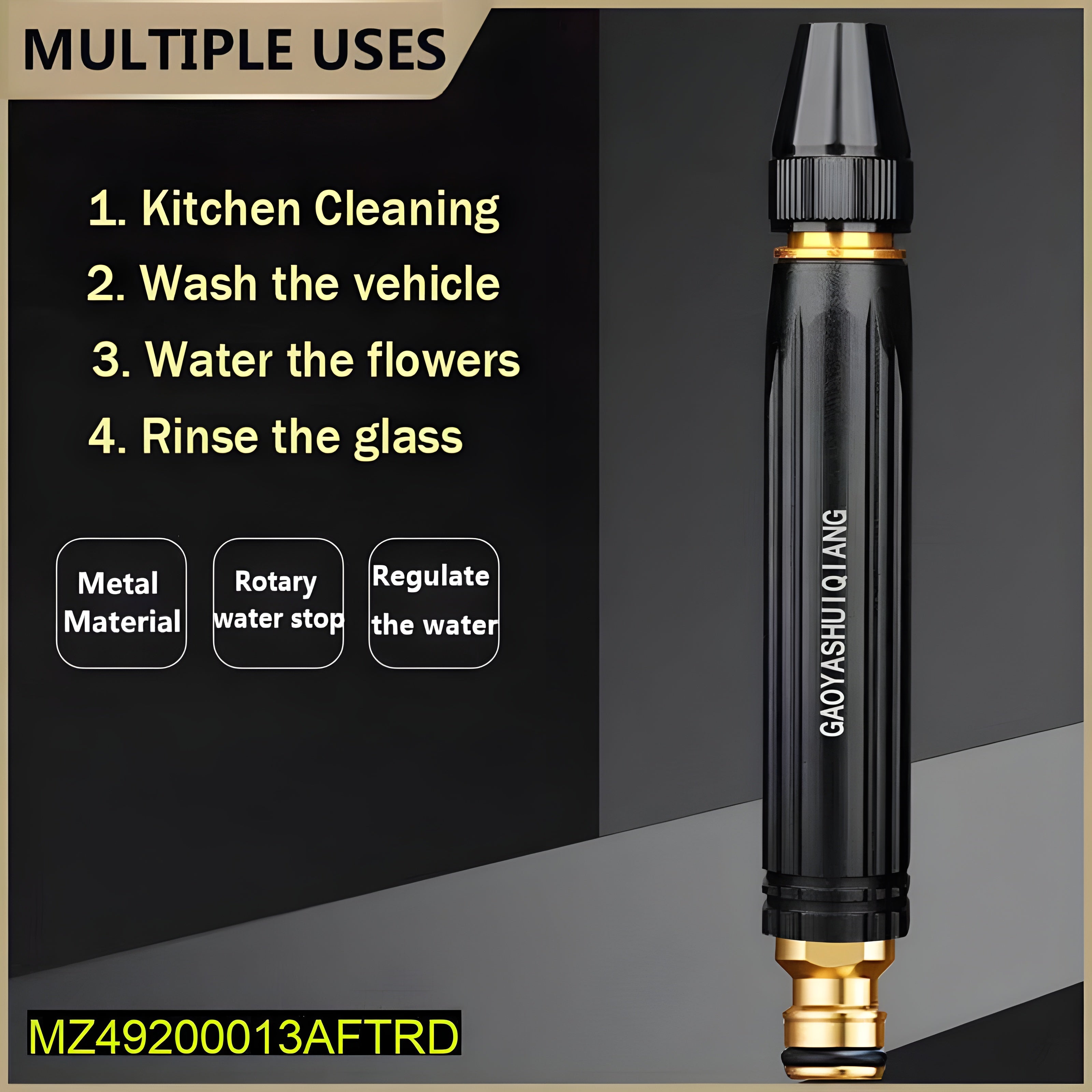 ApexPressure Pro Brass Core Water Gun Nozzle – 16.8cm Industrial Grade Multi-Mode Spray Wand