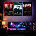 Premium 3-Panel Automotive Canvas Art Set Luxury Car Posters for Teen Room, Office & Studio Wall Decor