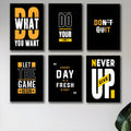 Professional Minimalist Yellow & Black Motivational Canvas Set (6 Panels)