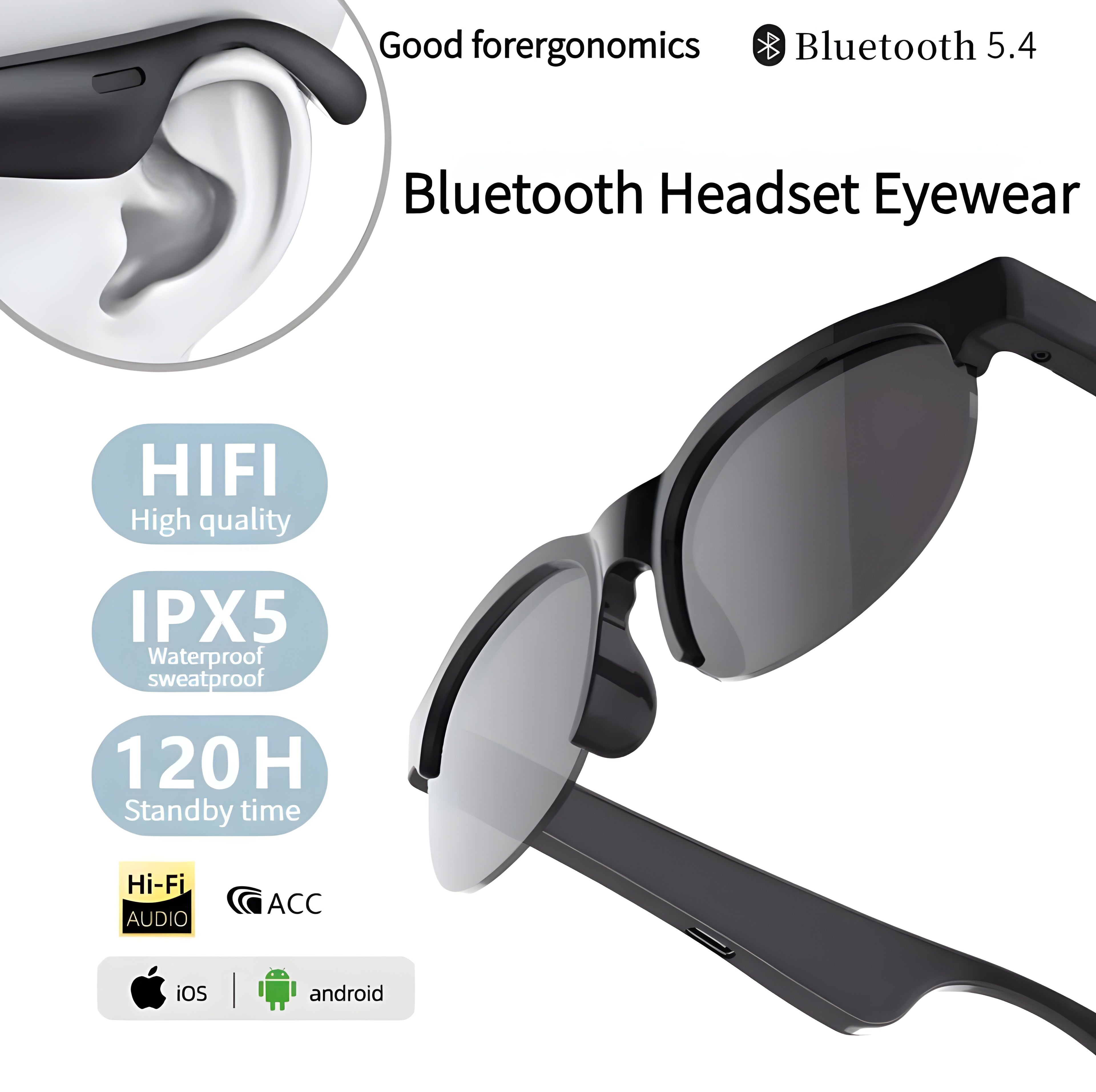 GS8Pro Intelligent Smart Glasses – Reversible Dual-Use Audio Sunglasses with Touch Control & Type-C Fast Charging