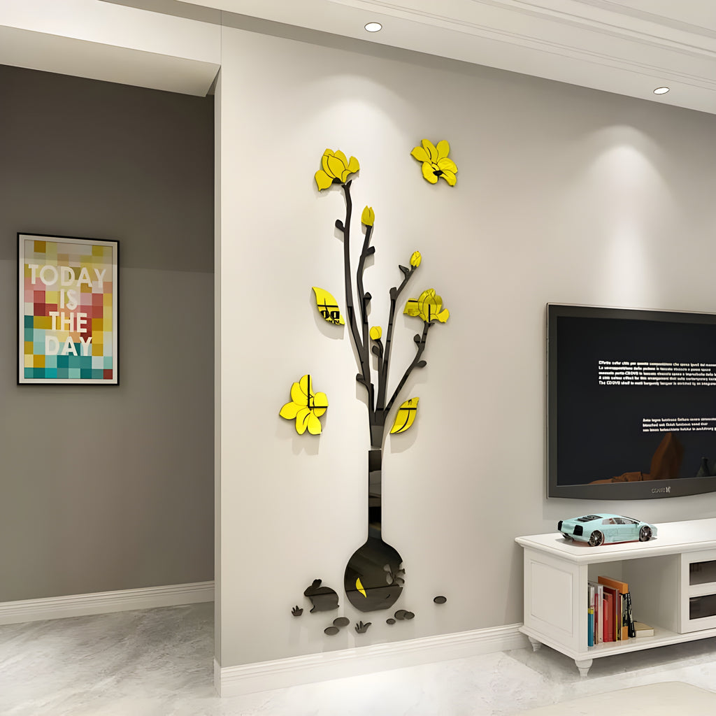 HABiTiX 3D Acrylic Mirror Floral Wall Art