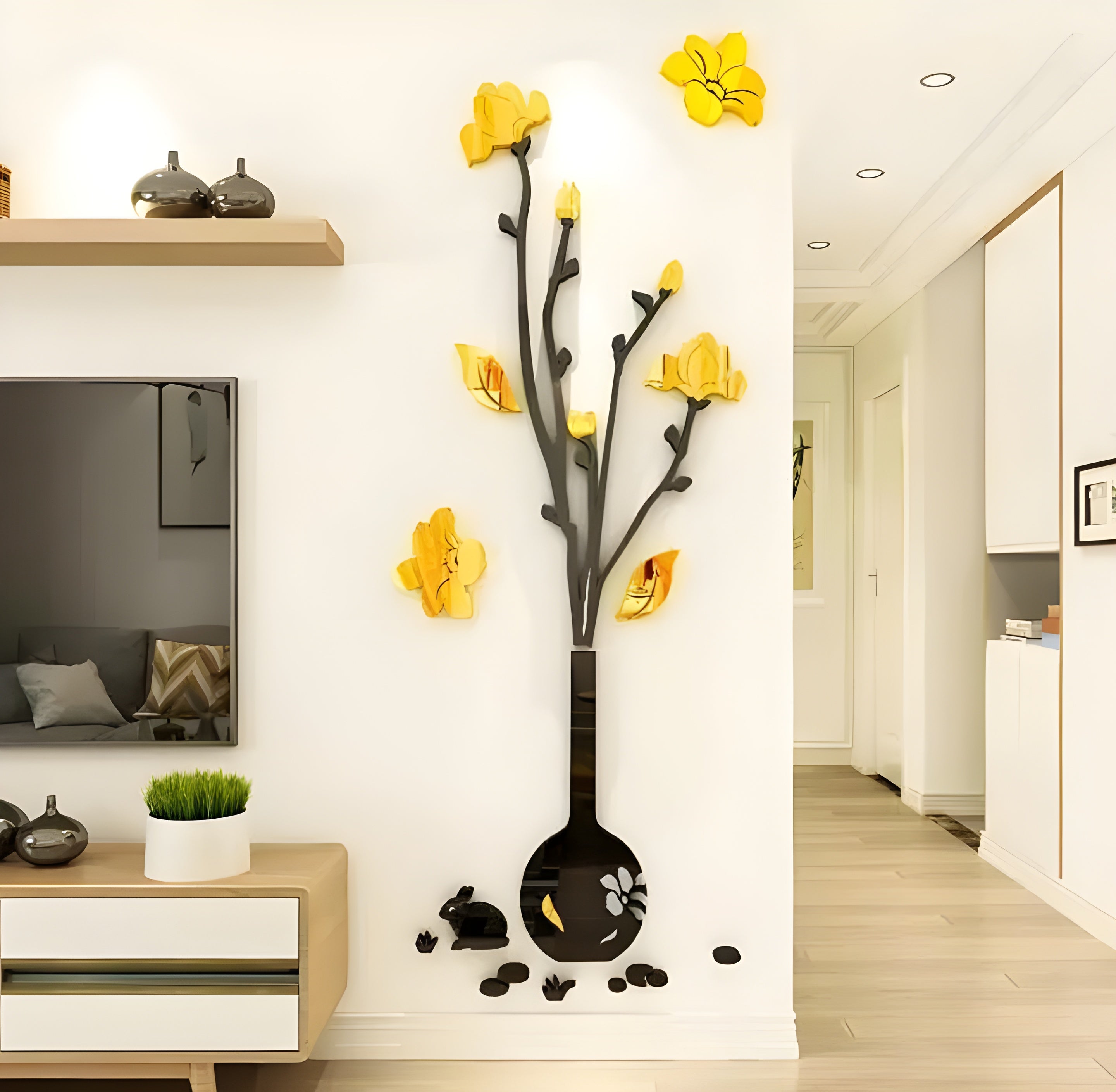 HABiTiX 3D Acrylic Mirror Floral Wall Art