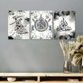 3-Piece Islamic Wall Art Set – Canvas Print of Ayatul Kursi, Hasbunallahu Wa Ni'mal Wakeel & SubhanAllahi Wa Bihamdihi